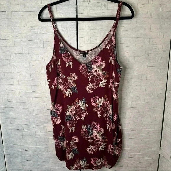 Torrid floral tank top burgundy & blue flowers blouse boho hippie plus size - Picture 1 of 9